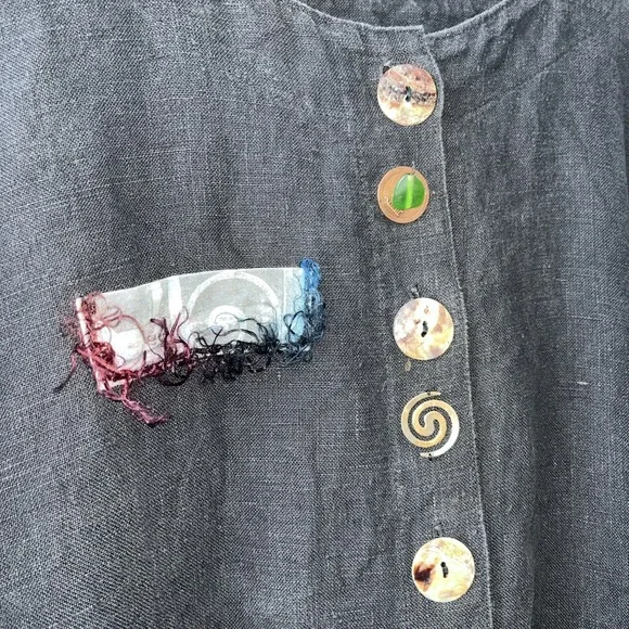 Vintage 1990's Lee Andersen Art To Wear Linen Dress. Large - Picture 3 of 12